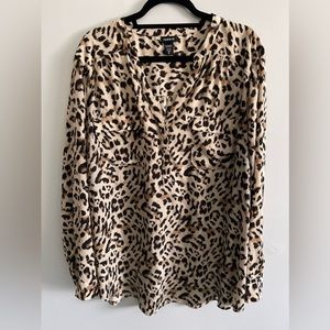 Torrid Georgette Long Sleeve Leopard Blouse